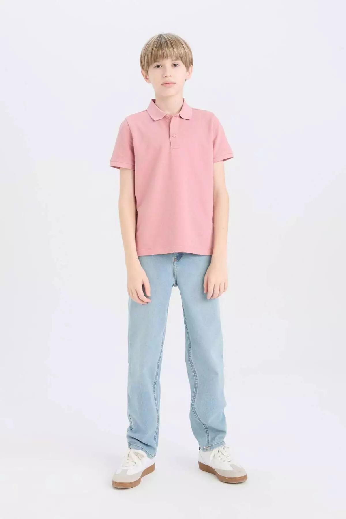 Boys Polo Neck Basic Plain Short Sleeve T-Shirt D7797A825Sm