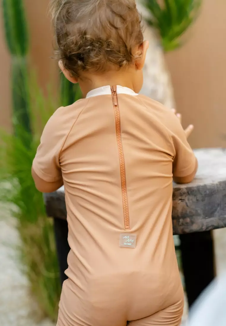 Noël Au Soleil Baby Unisex Short Sleeved Bébé Rompers Diving - Warm Cocoa