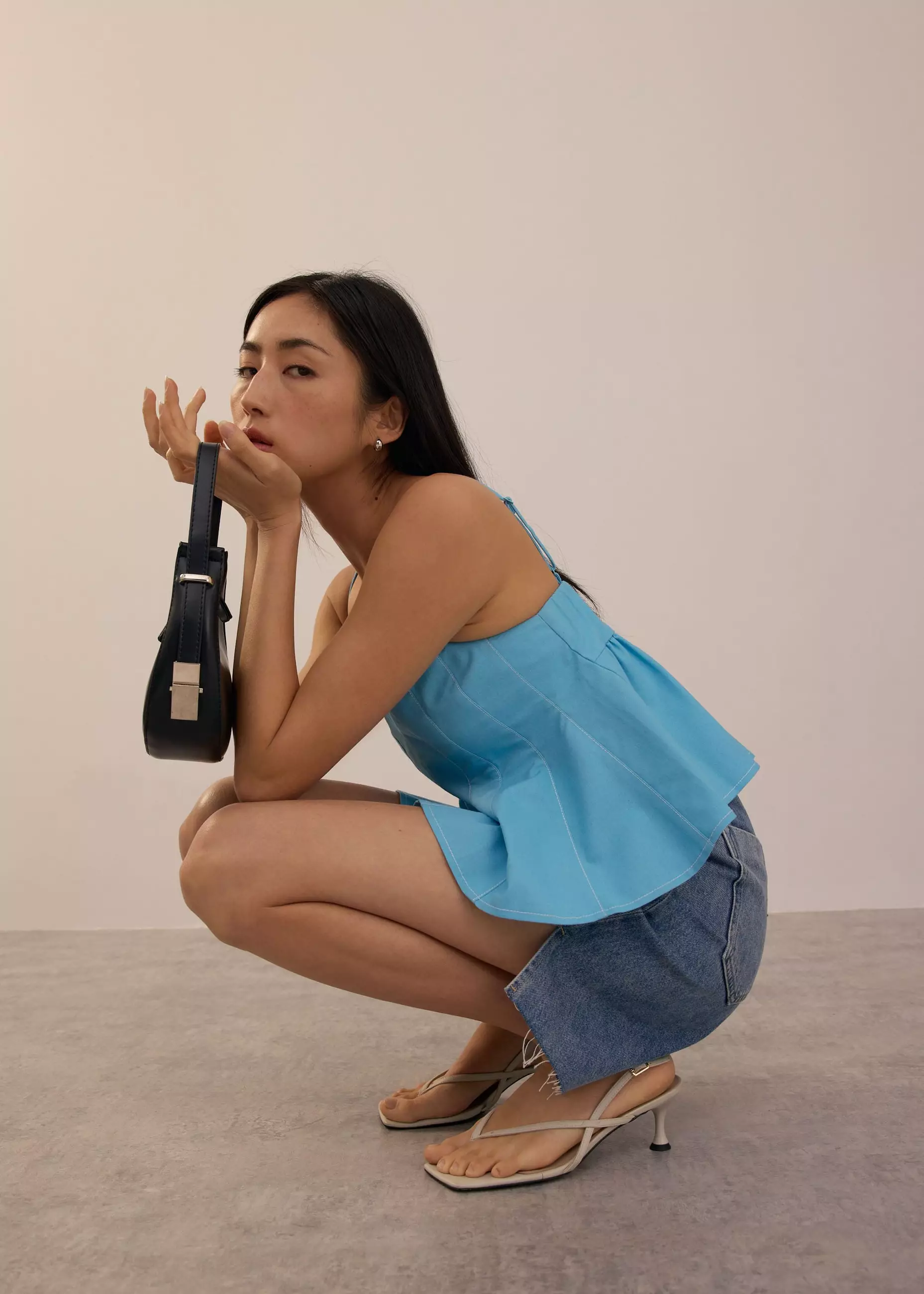 Atasan Wanita - V-neck Peplum Camisole Top