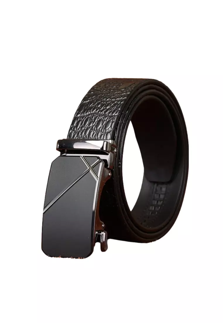 Buy Baellerry Easy To Wear Two-layer Cowhide Fake Needle Belt Automatic  Buckle Belt Comfort Click Men's Belt 2024 Online