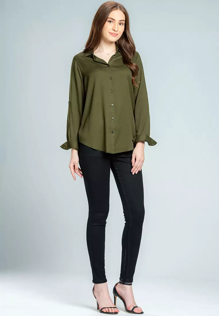 C2 Goksan Green Kemeja Casual Wanita