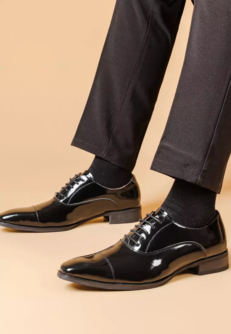 Glossy Cowhide Cap Toe Business Shoes MK5009-L1
