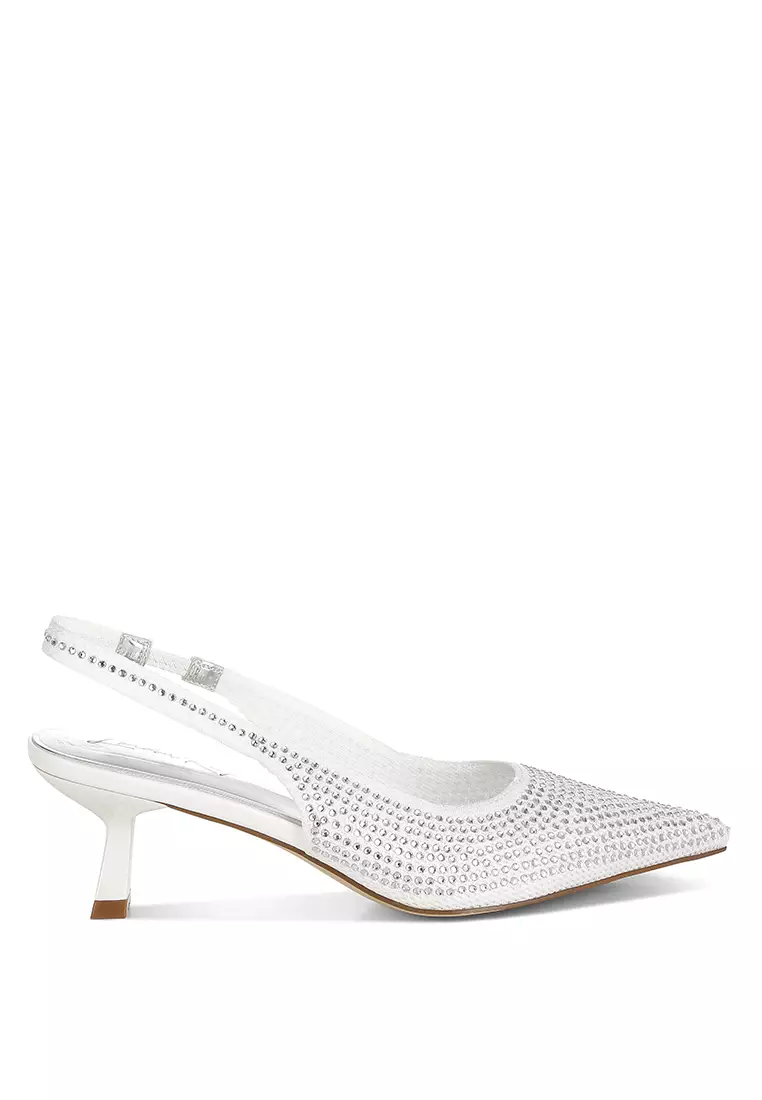 Flyknit Rhinestone Slingback Sandals in White