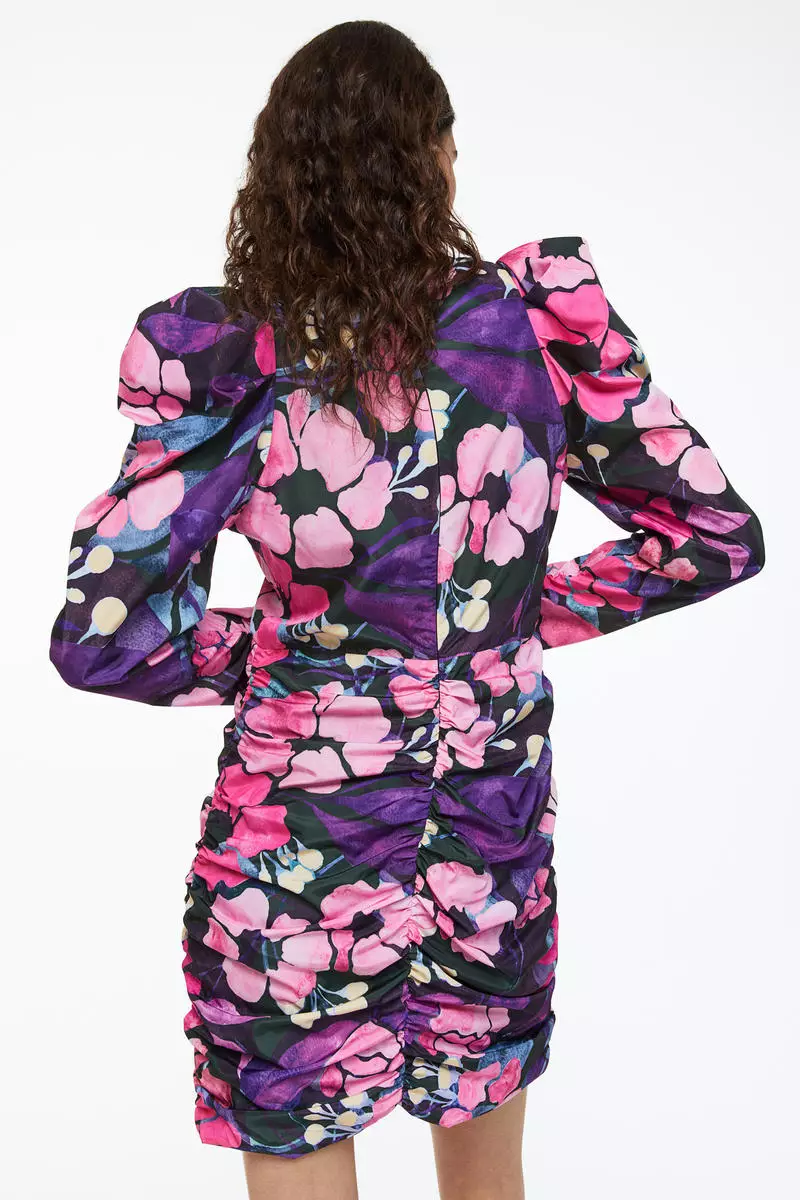 open lace back dress H&M Purple Floral Printed Wrap Dress | Like New