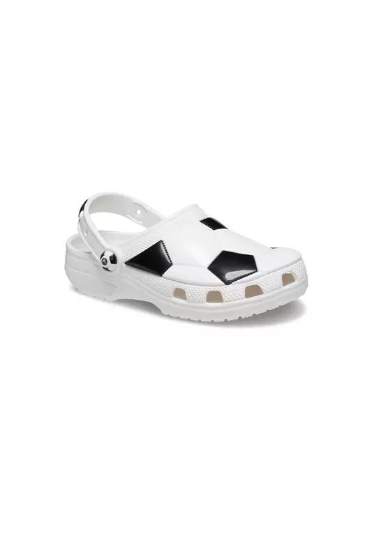 Kids' Classic Soccer Ball Clog in White Black