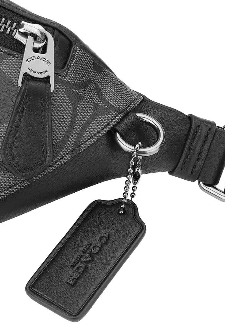 Warren Mini Belt Bag In Signature Canvas in Charcoal/ Black CW369