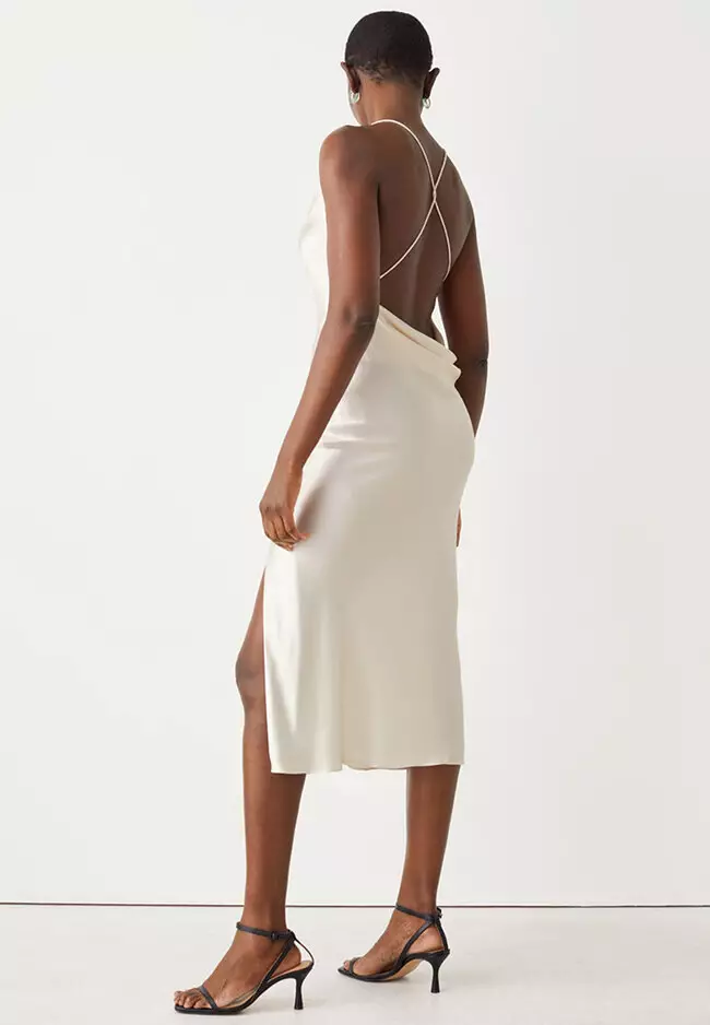 Strappy satin midi dress sale