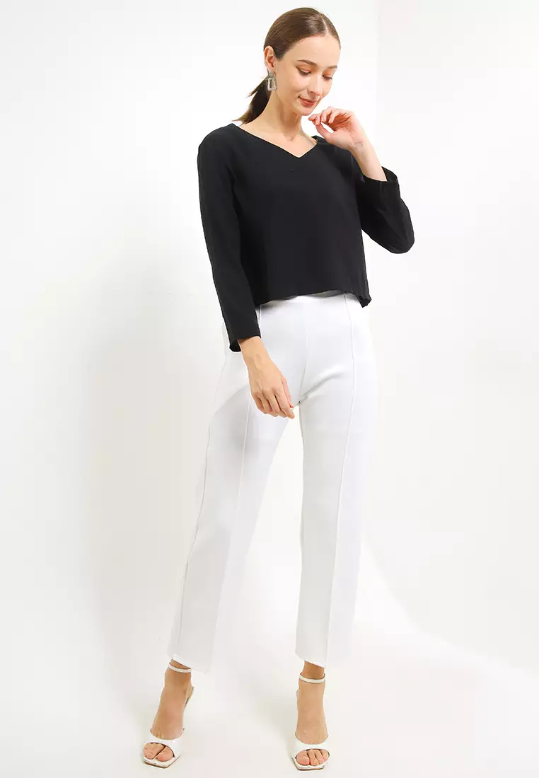 V-Neck Flowey Long Sleeve Blouse
