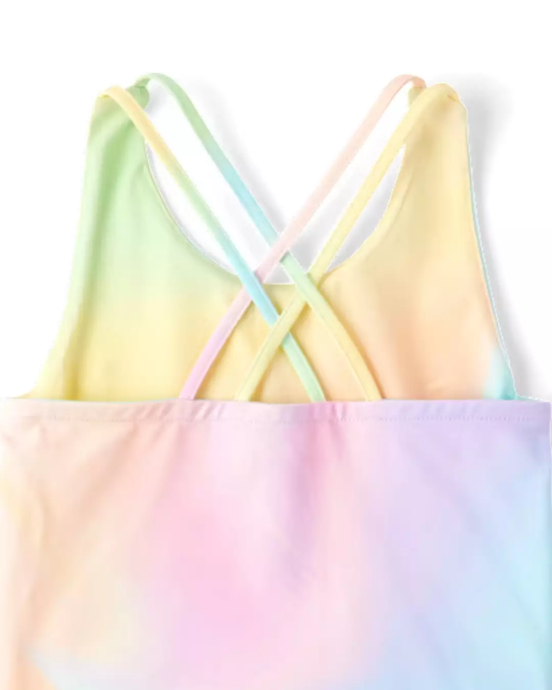 Girls Quick Dry Rainbow Marble Cross Back Tank Top - Atasan Anak Perempuan (Multi)