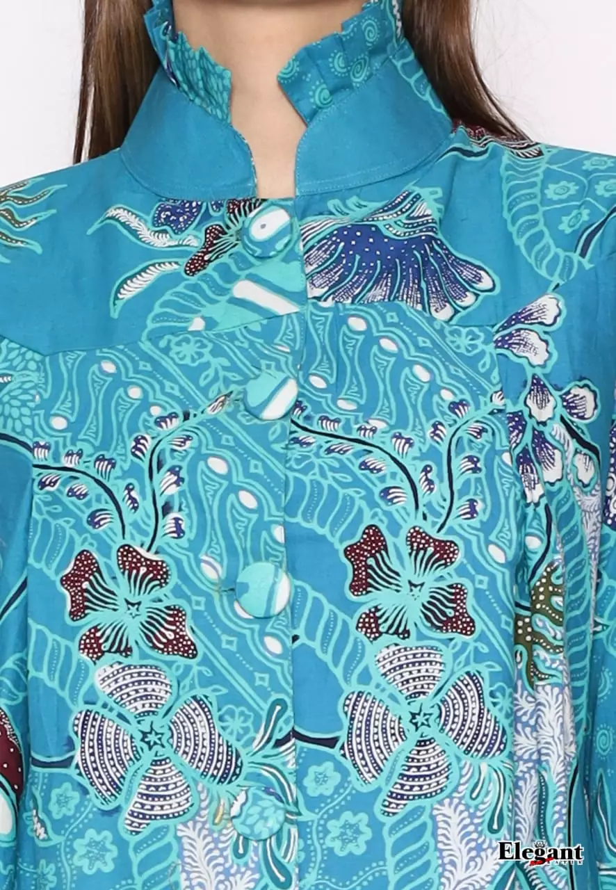 Blouse Batik Sablon Malam Kancing Waheswara Premium Slimfit Elegant
