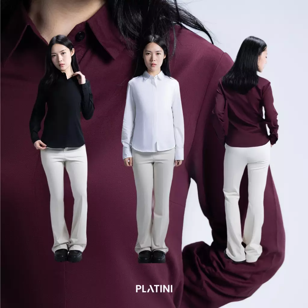 Kemeja Fitted Wanita | Basic Fitted Shirt 62002