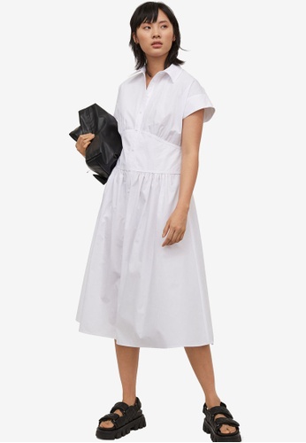 H&M white Shirt Dress C0B04AA742D3D9GS_1