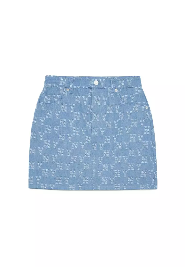MLB korea■新作*MONOGRAM GRADATION JACQUARD DENIM SKIRT Quần Short MLB Diamond Monogram Jacquard Denim New York