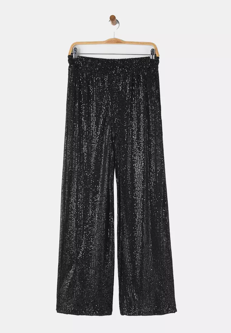 Black Sequined Chic/Night Party Trousers