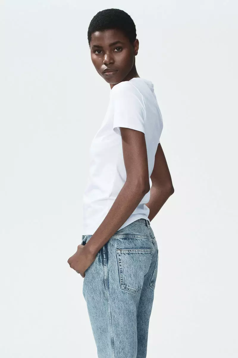 Fitted cotton-blend T-shirt