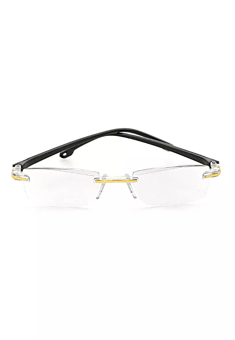 Zafa Kacamata Baca Rabun Dekat Frameless Anti Blue Light Lensa Plus 2.5 Classic Design Material Metal ORIGINAL - Black Gold