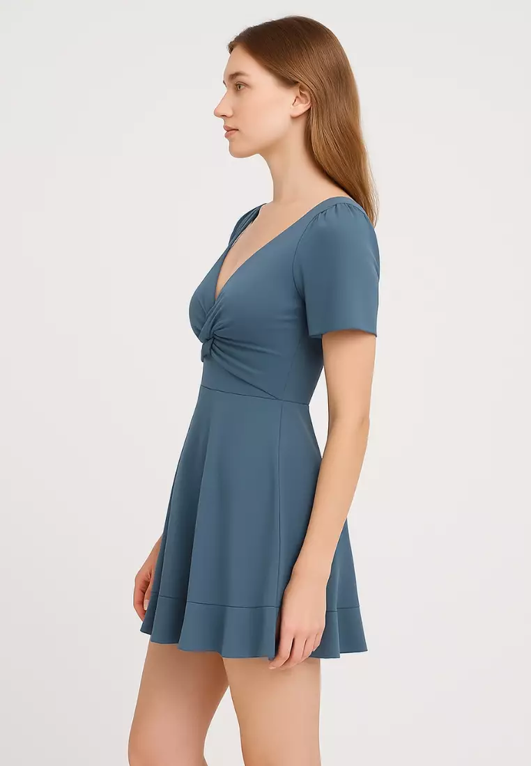 Isla Elegant Twist Knot Swimdress with Shorts | Modest Premium Swimwear for Women