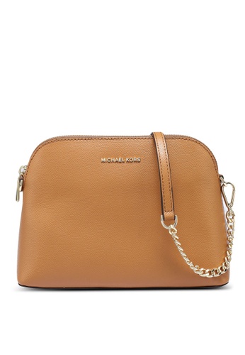 Shop Michael Kors Jet Set Large Zip Dome Leather Crossbody Bag