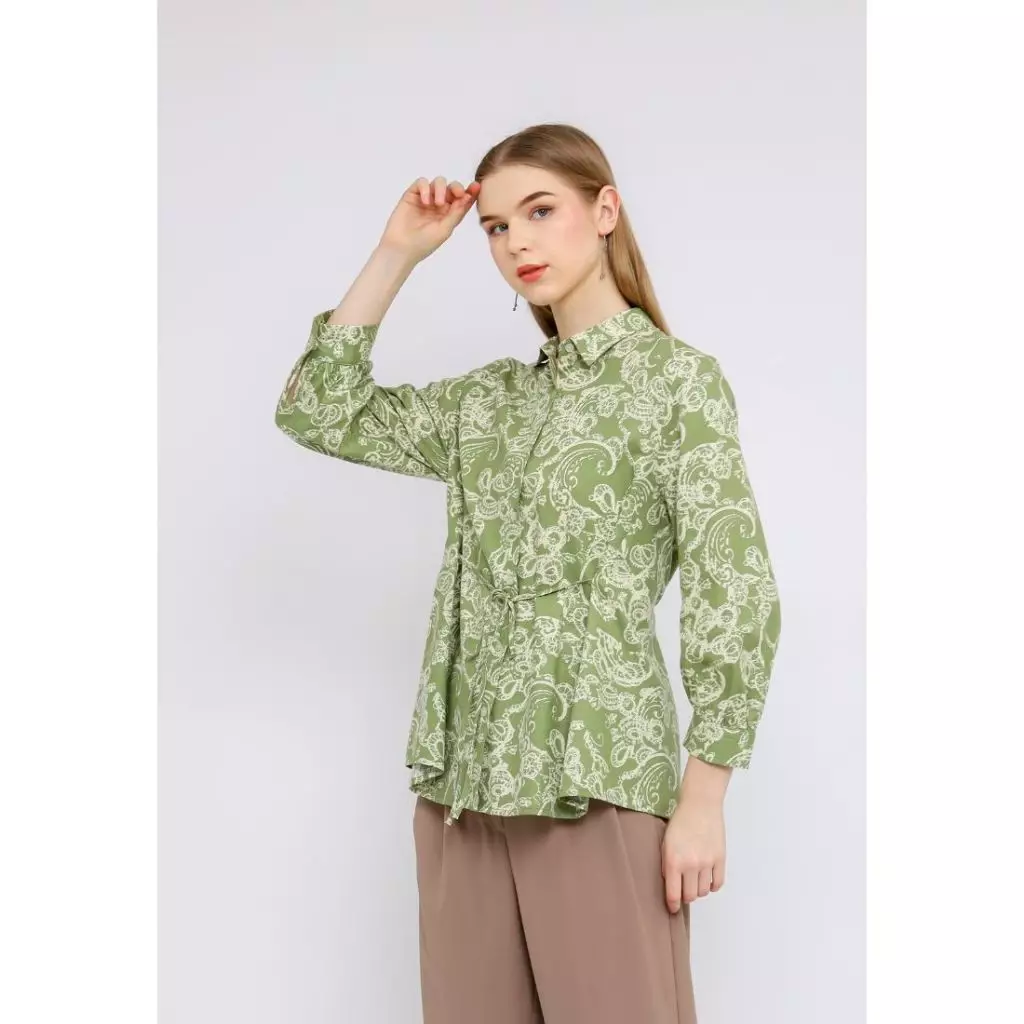 Urban Exchange Jeqlin Green Shirt - Atasan Kemeja Wanita