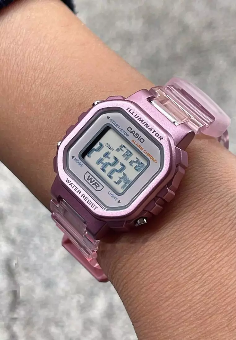 Pop Series LA-20WHS-4A Kids Pink Transparent Resin Band Digital Watch