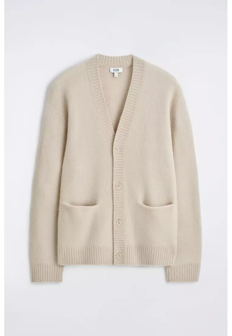 BRUSHED-WOOL V-NECK CARDIGAN