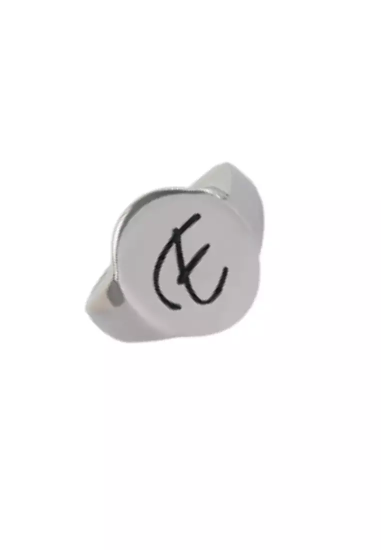 Sterling Silver Letter Signet Ring - E