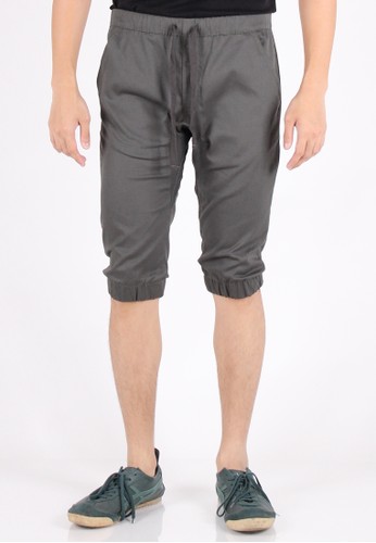 Soft Cotton Twill Short Jogger Pants - Green Army