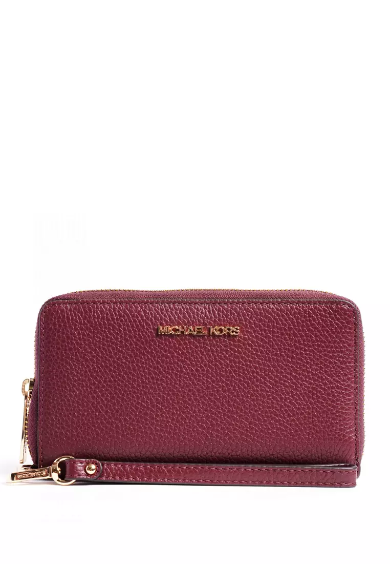 Michael Kors Jet Set Travel Medium Saffiano Leather Multifunctional Phone  Crossbody Wallet Handbag (Merlot)