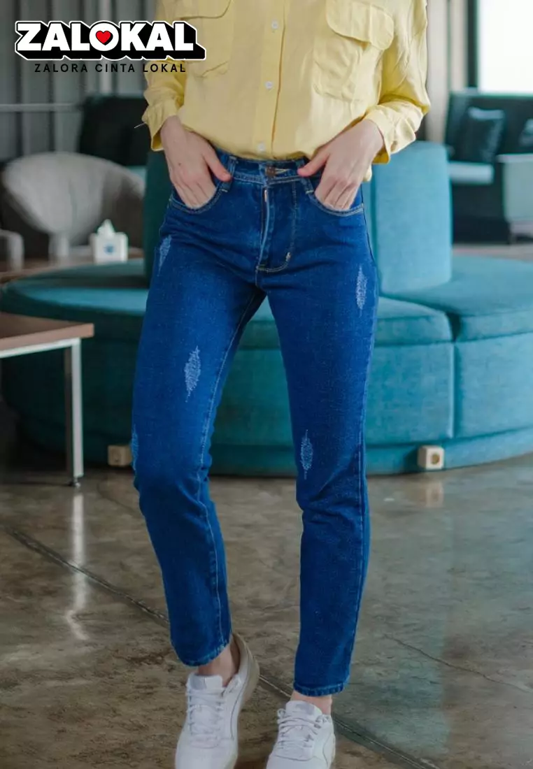 Fitwear - Renata Highwaist Boyfriend Tuner Jeans - BLUE DENIM