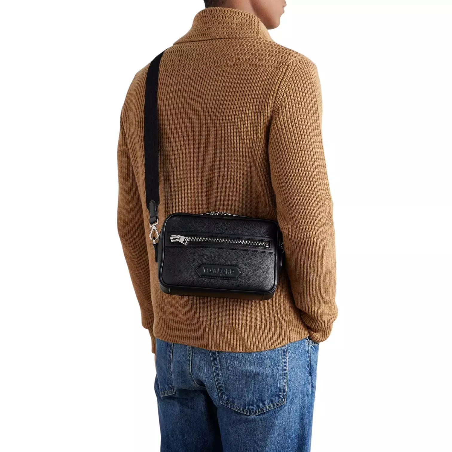Traveller Small Messenger Bag Grained Leather Black