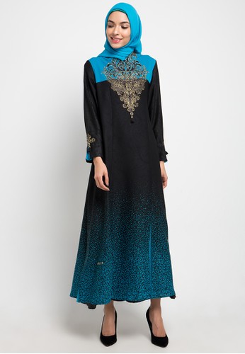 Jual Hikmat A 8922 blue hikmat dress Original ZALORA 