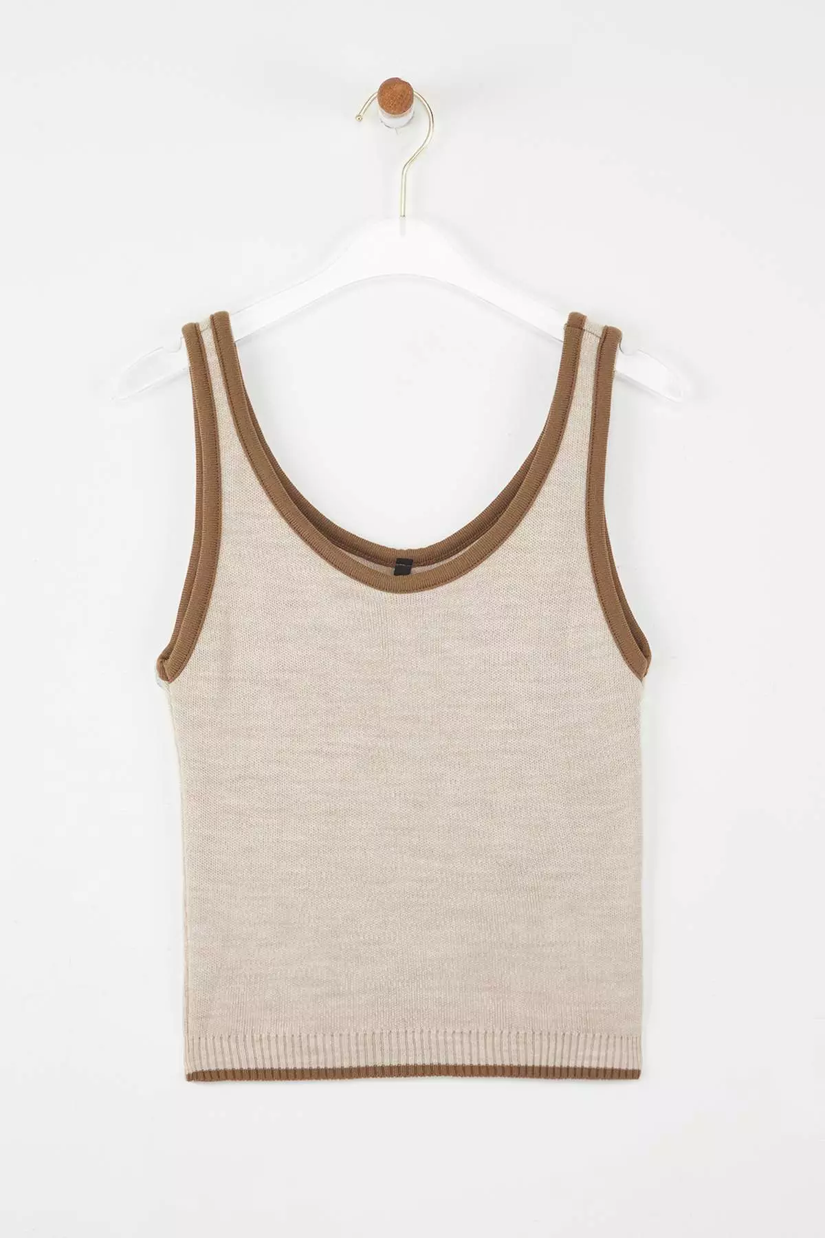 Beige Block Knitwear 2 Piece Blouse Cardigan Set