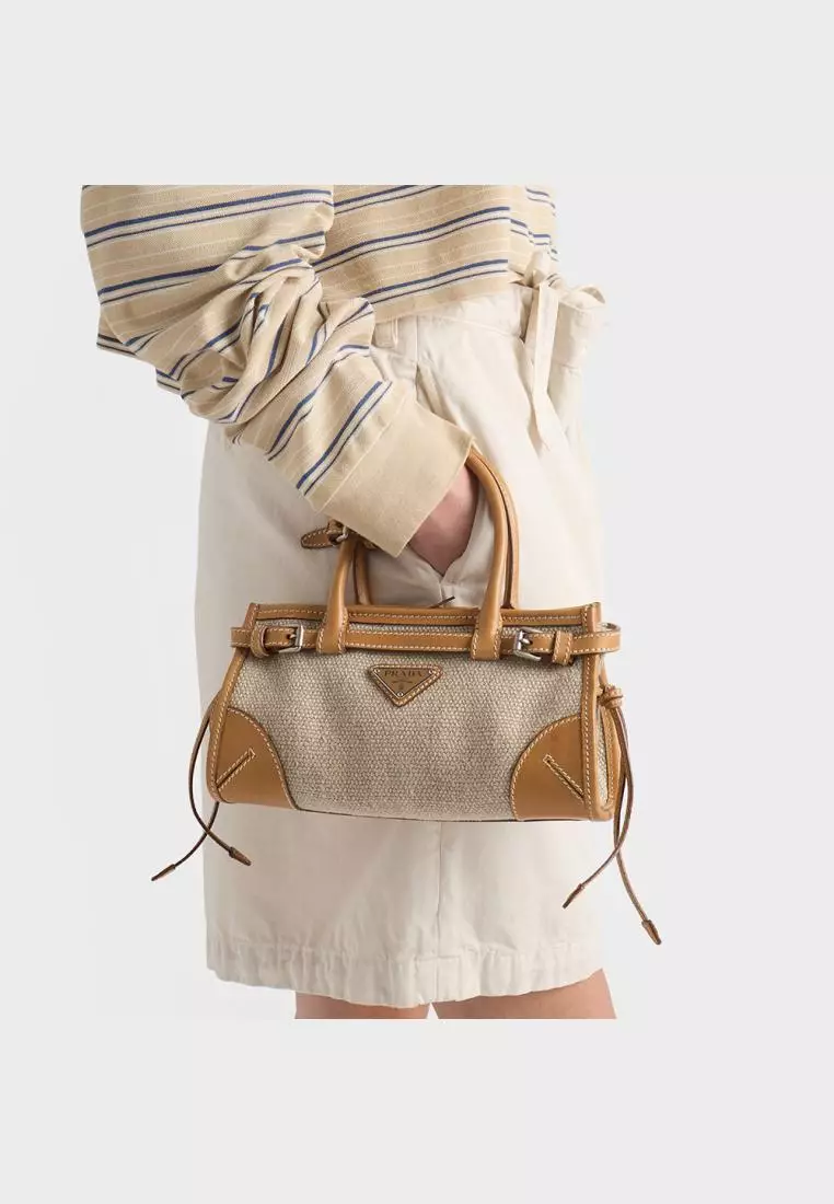 Bonnie Small Linen and Leather Handbag Rope/Natural