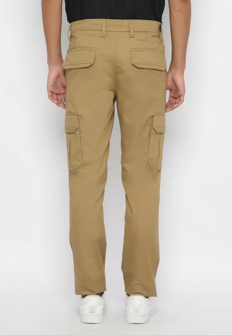 POLICE Celana Cargo Panjang Coklat Slim Fit Pria
