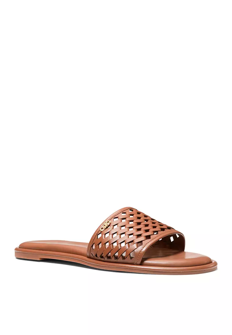 Buy Michael Kors Saylor Hand-Woven Leather Slide Sandals 2025