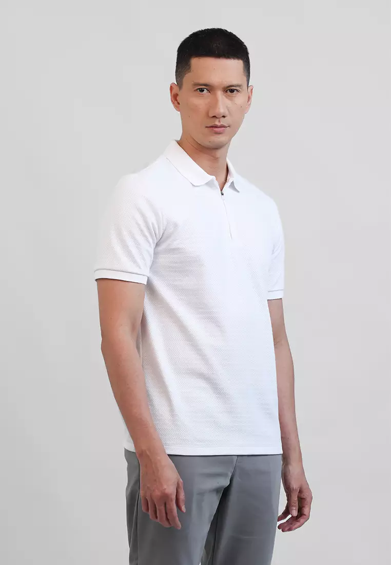 MOC Kaos Polo Lengan Pendek Pria LEO - WHITE