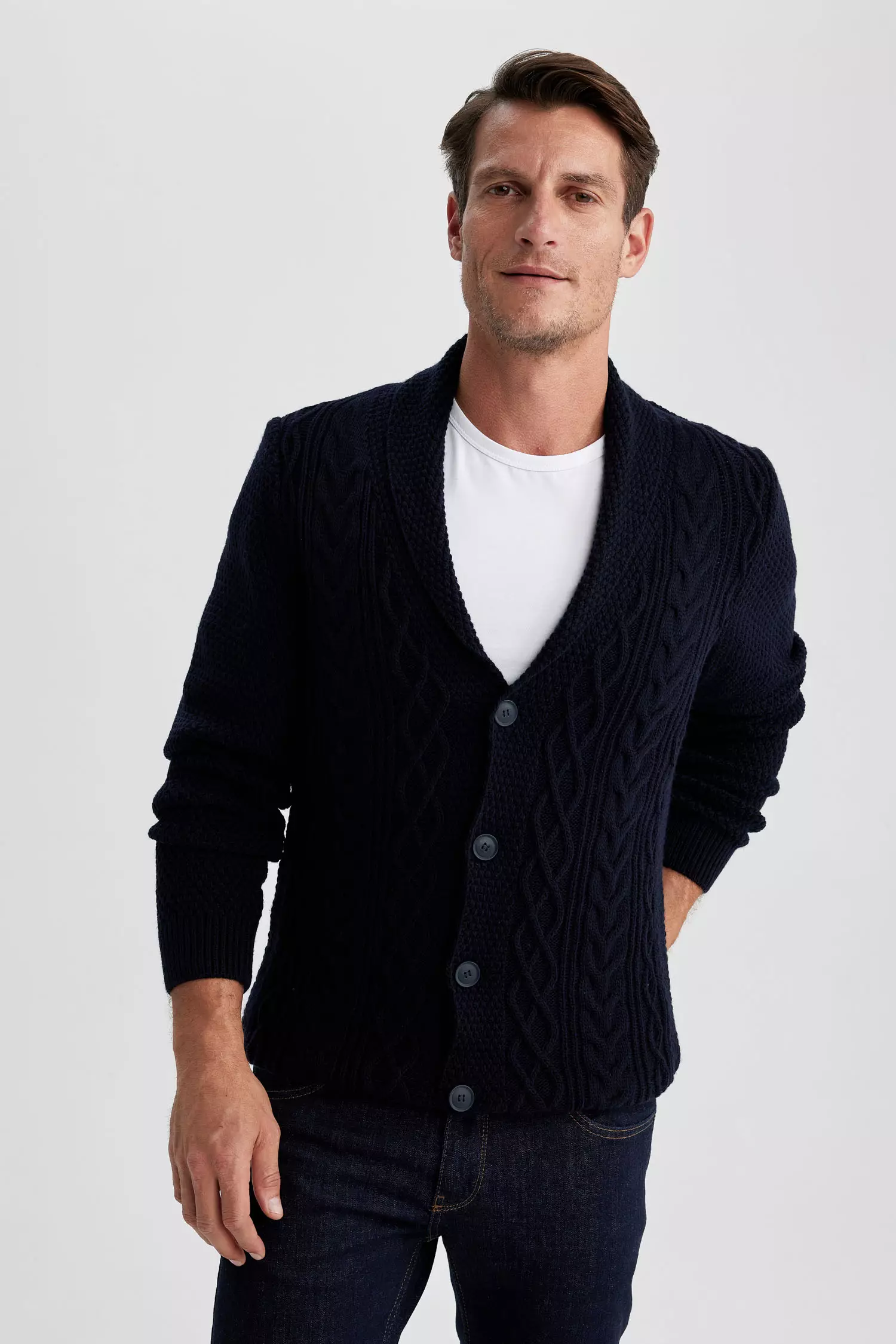 Men shawl on sale collar cardigan