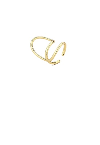 Glamorousky silver 925 Sterling Silver Plated Gold Simple Line Geometric Adjustable Open Ring 85A0BACED7781CGS_1
