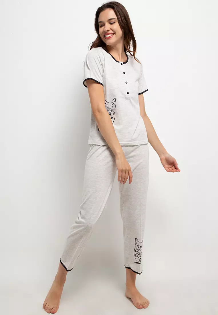 Pyjama Pijama short Sleeve long Pants Sleepwear