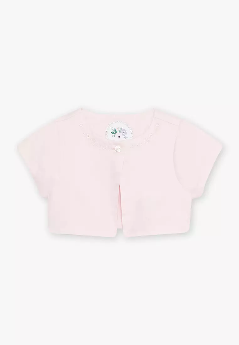 Soft pink cardigan with embroidery
