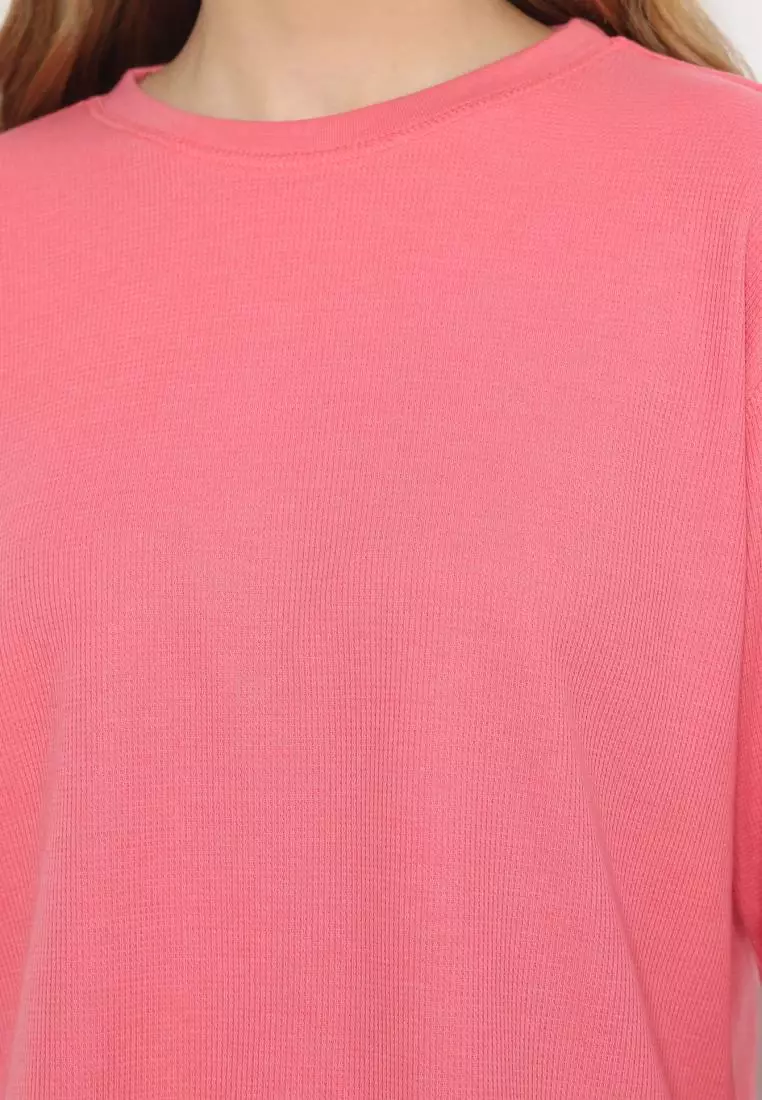 MATSUDA Kaos Polos Wanita Waffle Lengan Panjang Cotton Liv