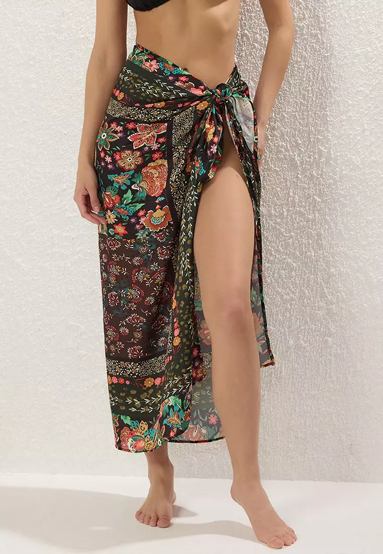 Ethnic Patterned Maxi Woven Beach Pareo TBESS23PR00005