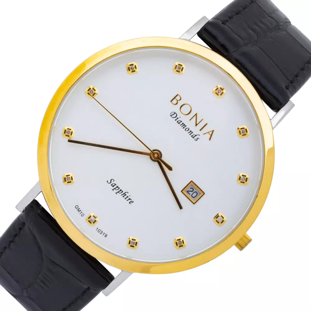 Jam Tangan Pria Bonia Analog Black Dial White B10319-1217 Original