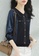 A-IN GIRLS navy Elegant Stitching Lapel Top 60F1EAA00D657DGS_2