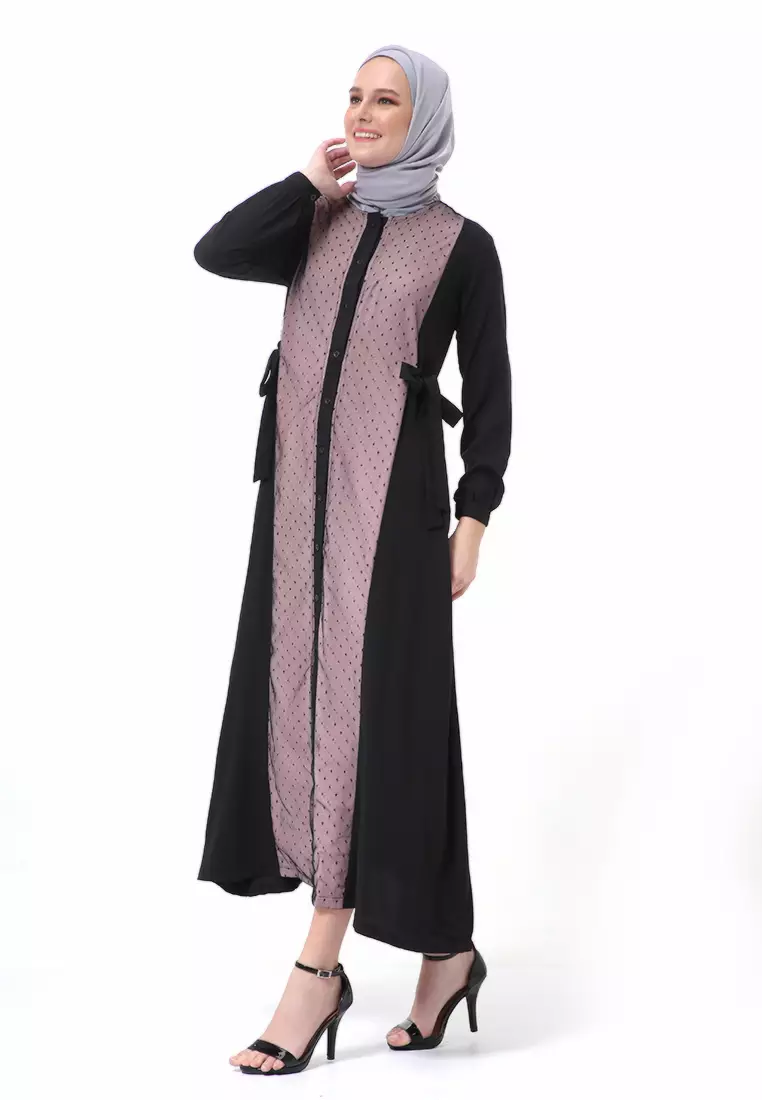 Palupi Dress Gamis Muslimah Wanita Lengan Panjang Regular Fit High Quality - Pink