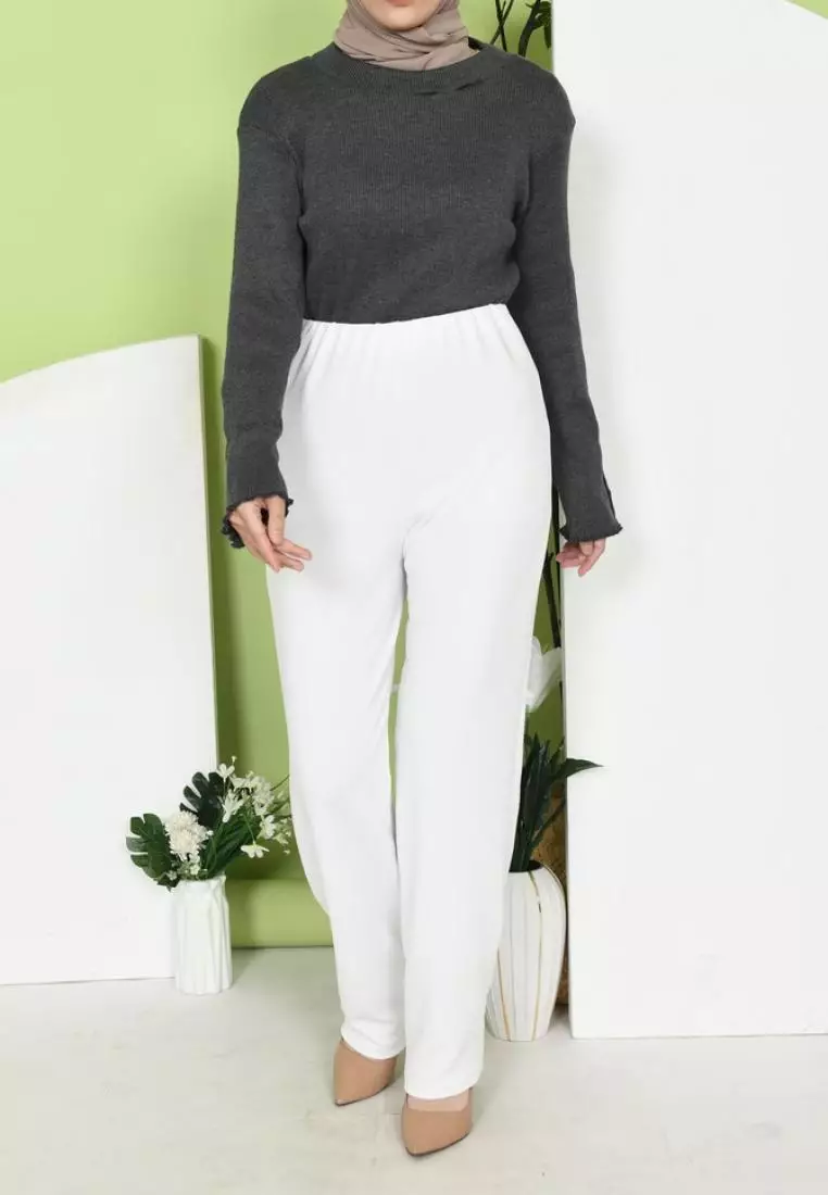 Kama Highwaist Loose Pants - Broken White M19314 R37S6 (S-M)