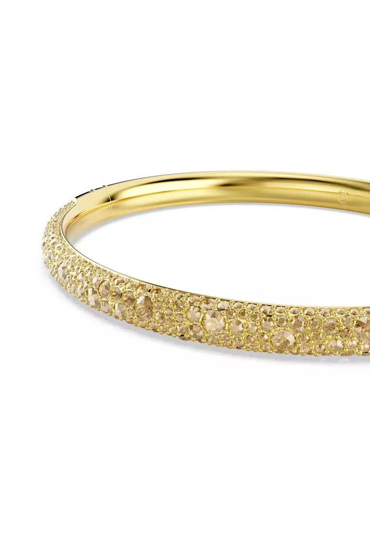 Sublima bangle, Snow pavé, White, Gold-tone plated