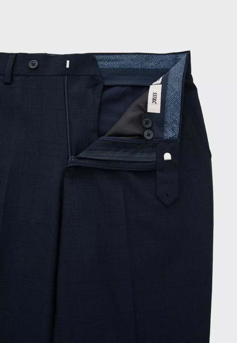 Midnight Blue Check Leisure Trousers