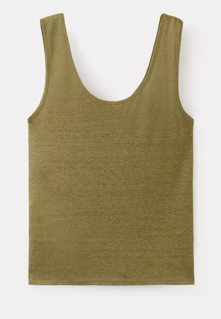 Linen Top With Scoop Neckline