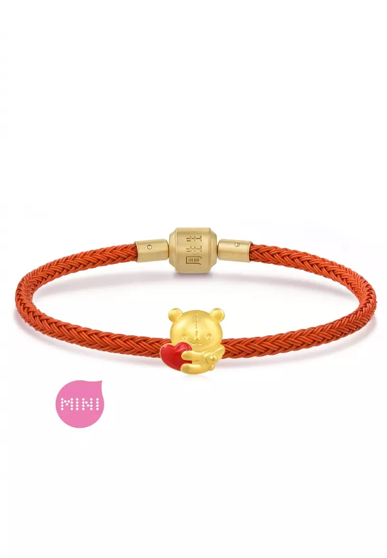 999 24K Solid Gold Love Sweet Heart Bear Charm 94690C (Bracelet not included)